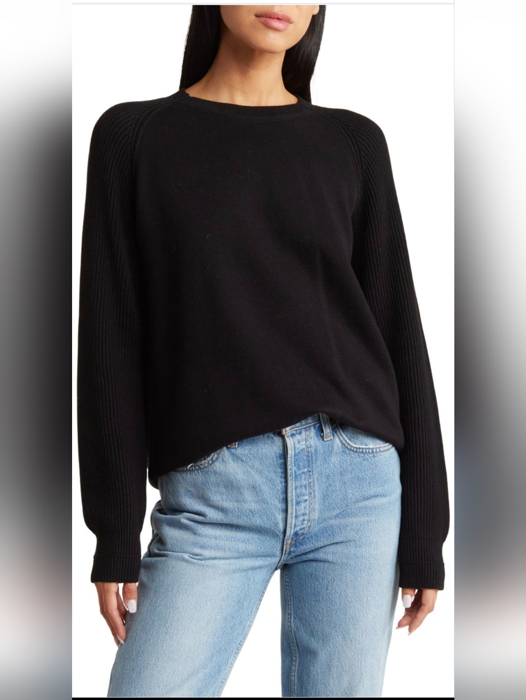 Vince Black Ribbed Cotton Pullover Sweater Meduim Nwt